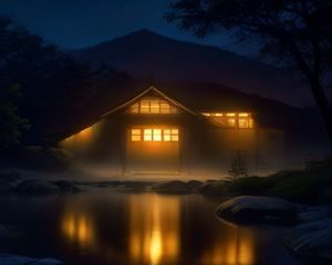 夜市烤串摊位上炭火通红，羊肉串正滋滋冒油，烟雾缭绕，展示撸串美食的市井烟火气